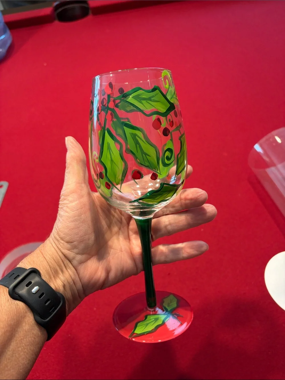 Hand Painted Wine Glasses - Red